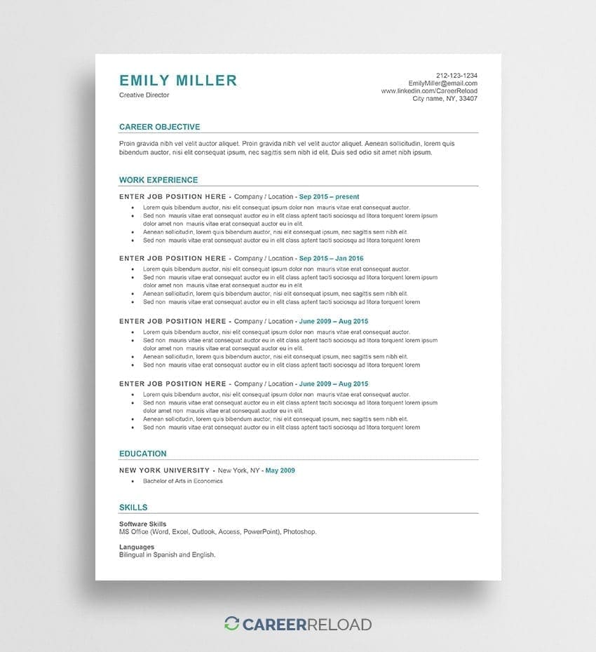 63+ Free Microsoft Word Resume Templates to Download 2023