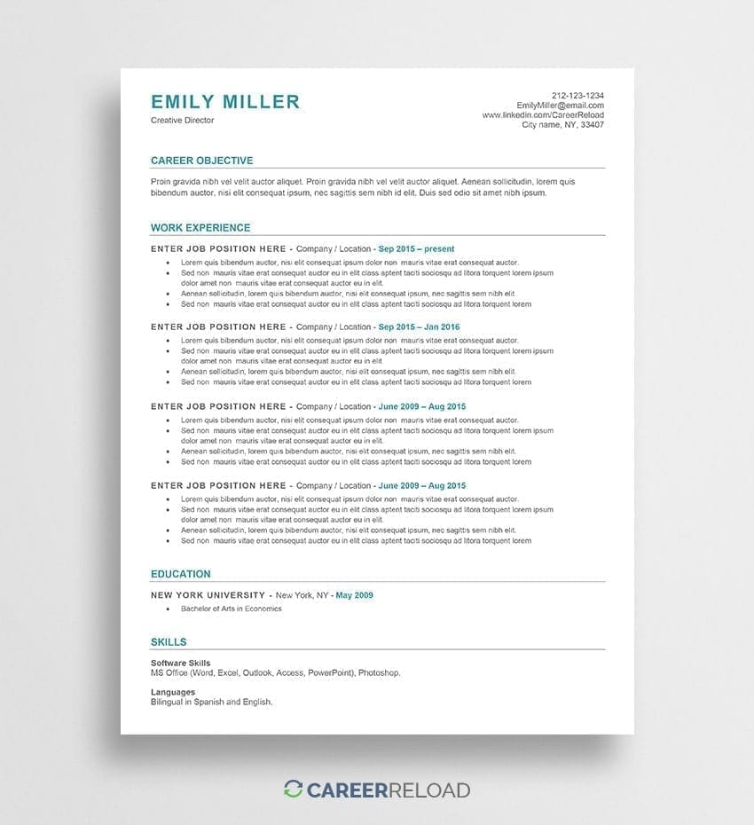 63+ Free Microsoft Word Resume Templates to Download 2023