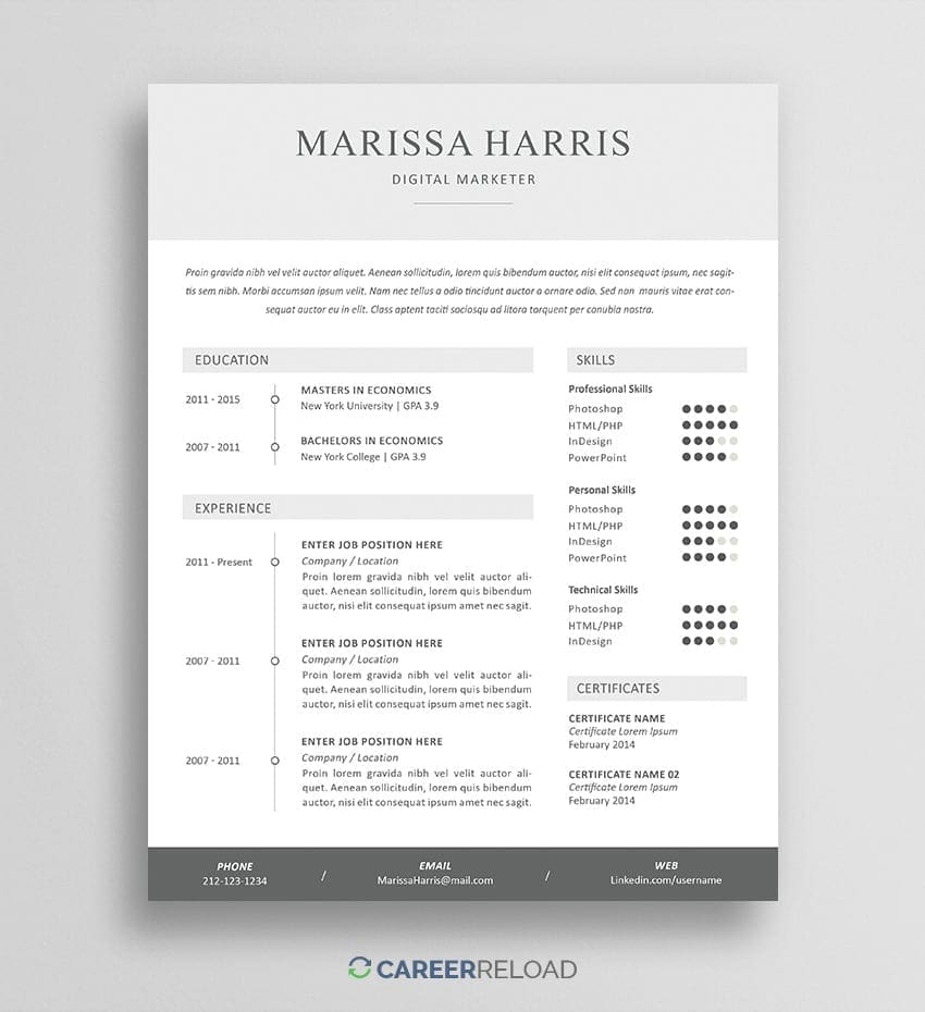 resume template free download photoshop