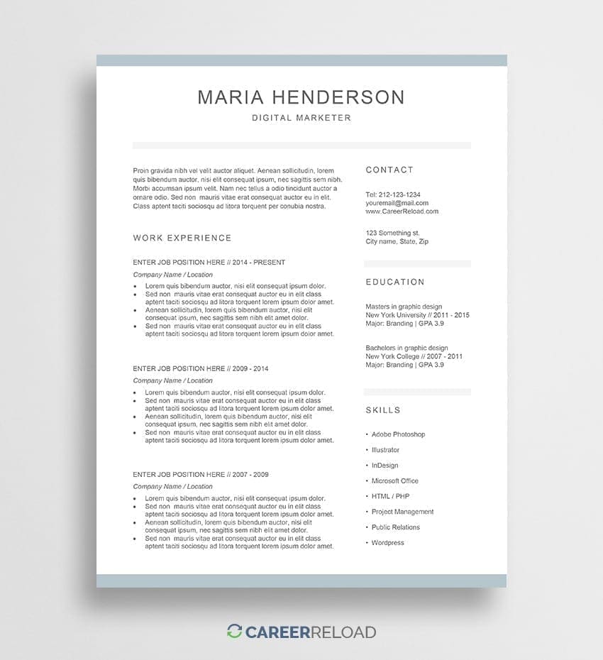 Image 5 for Free Printable Resume Templates Microsoft Word
