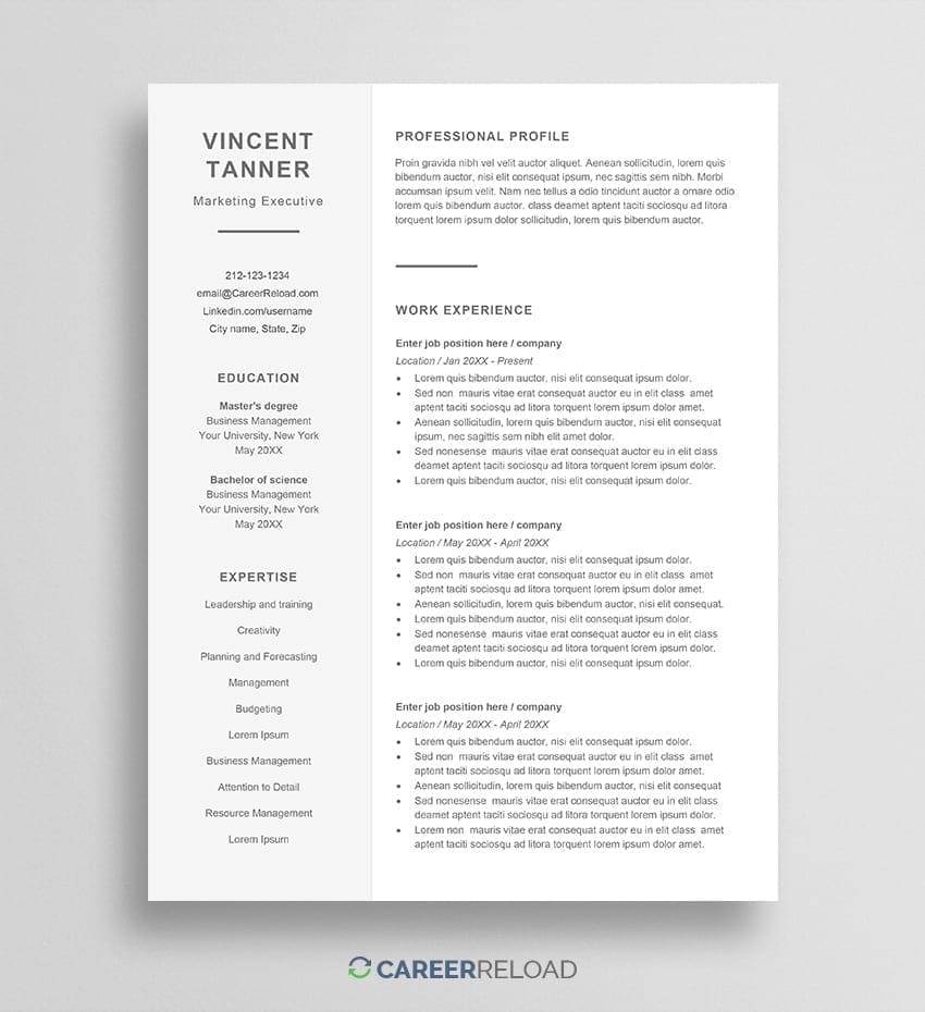 Download Resume Template for Word Free Download Download Resume Template for Word Free Download