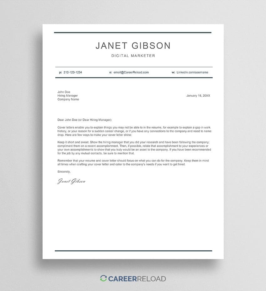 Free Cover Letter Templates for Microsoft Word - Free Download