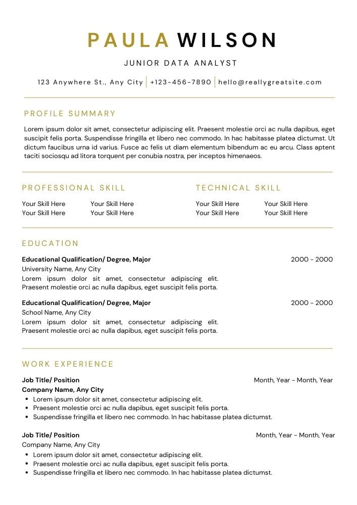 resume format canva Canva resume for student