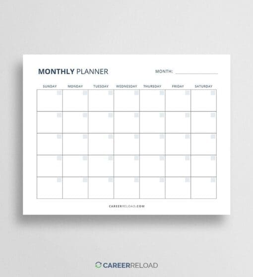 Blank Monthly Planner - PDF Download - Career Reload