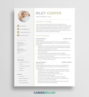 Elegant Resume Template for Word Instant Download